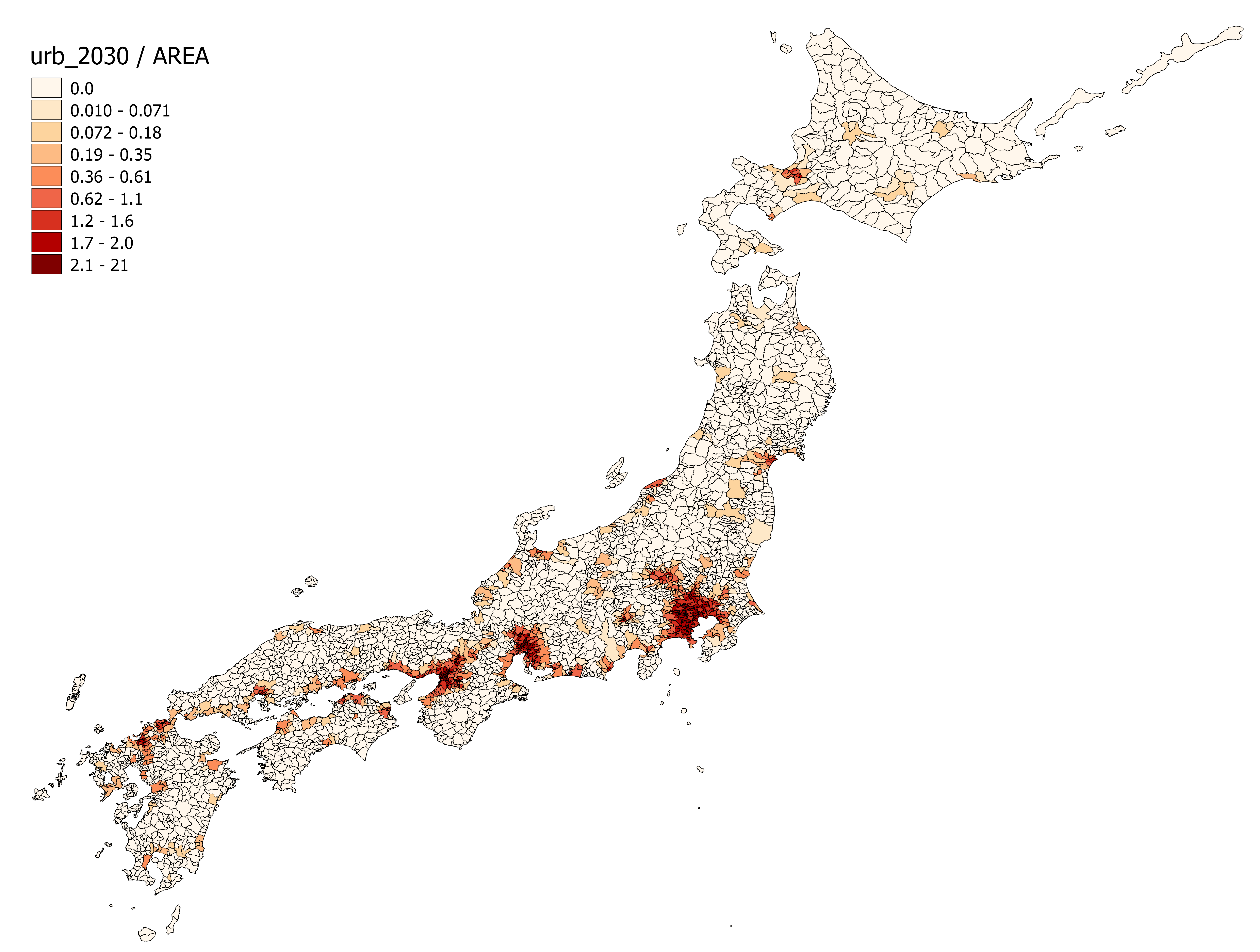Estimated suburbanization and rural development trend in Japan