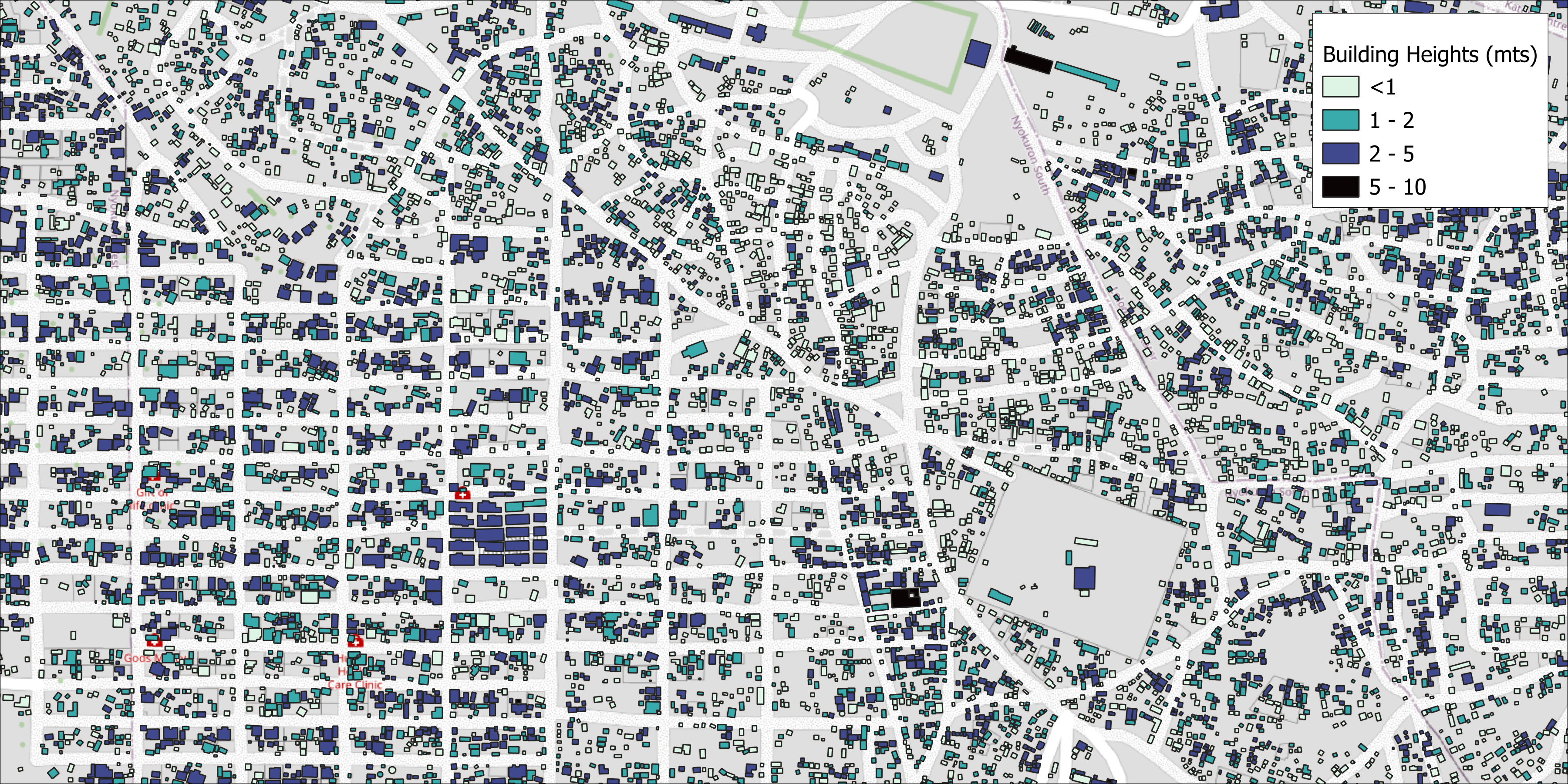 Map of building outlines across Juba
