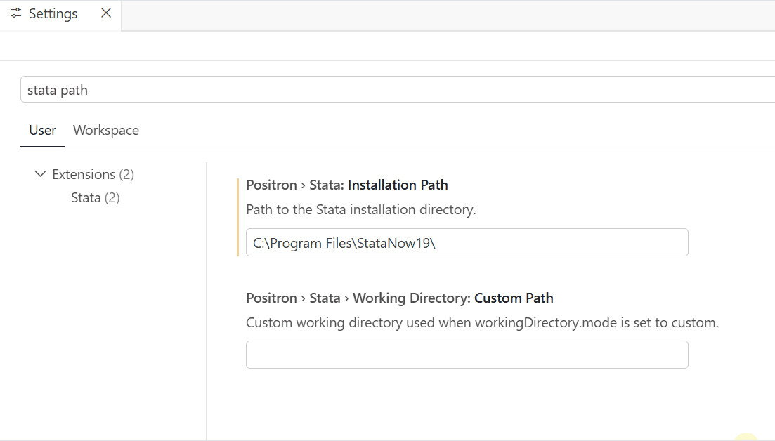 Positron IDE showing how to reset settings to their default values.