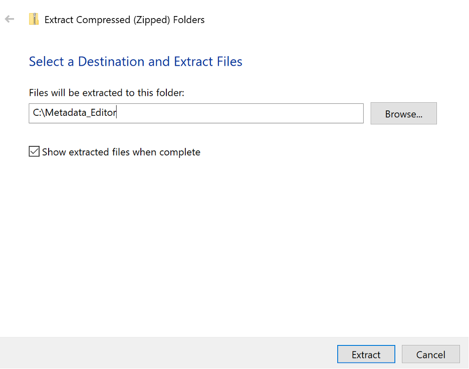Extracting the ZIP file