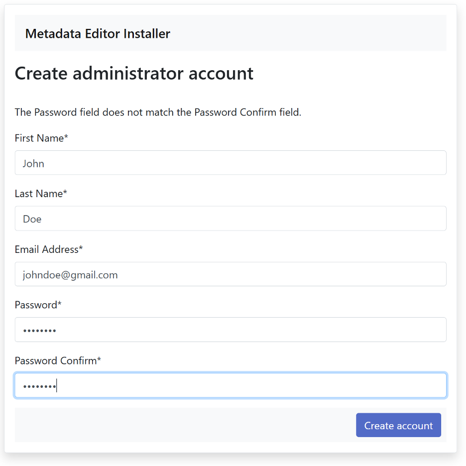 User account creation