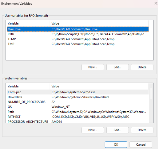System Environment Variables