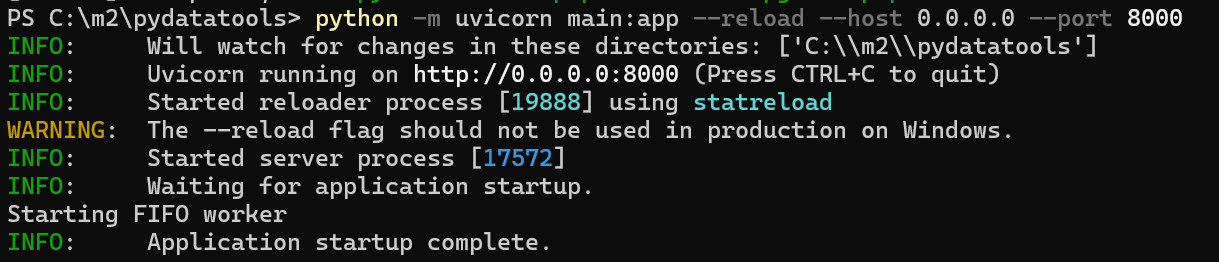 Uvicorn Running Status
