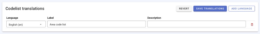 Codelist header translations