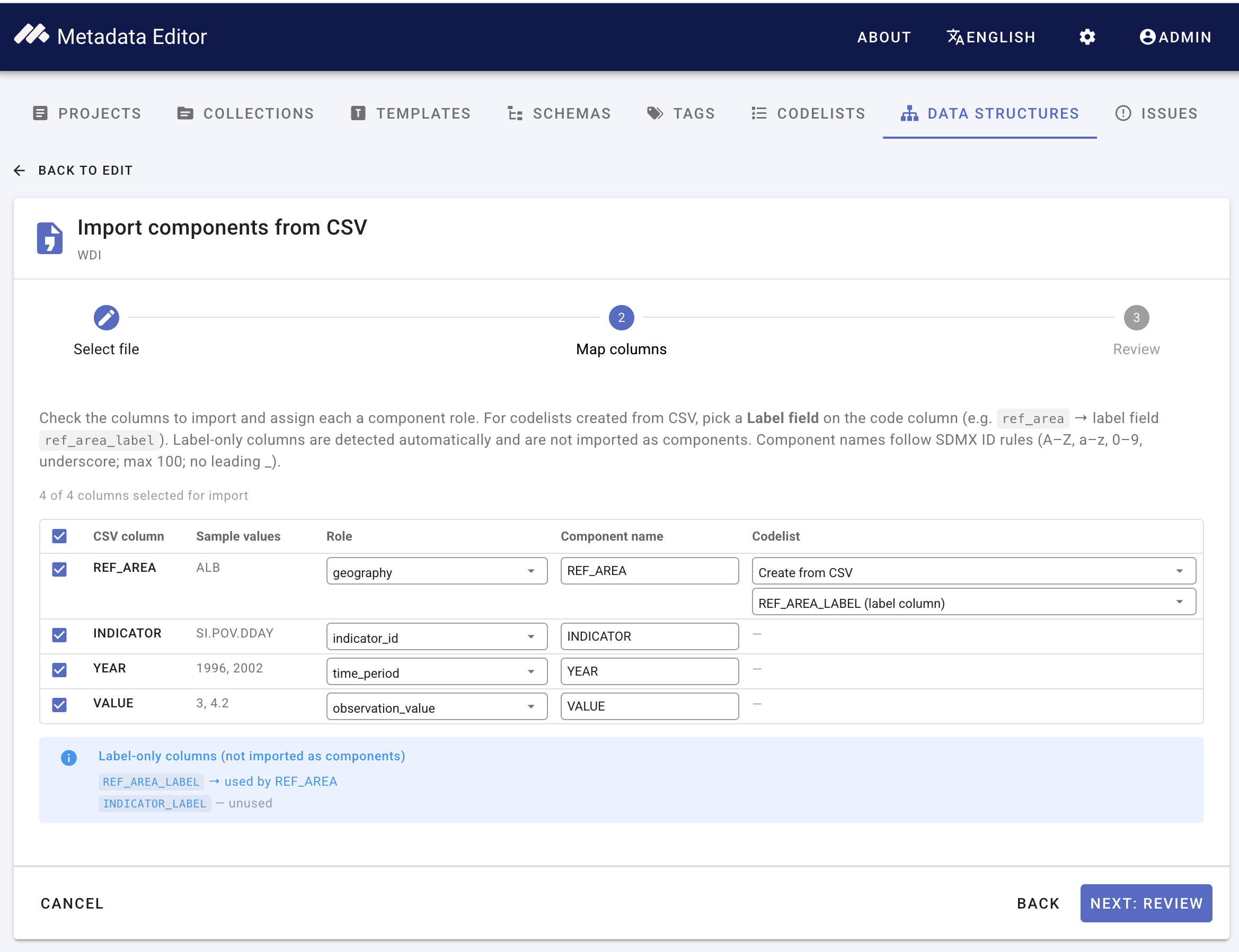 Data structure — bootstrap from CSV