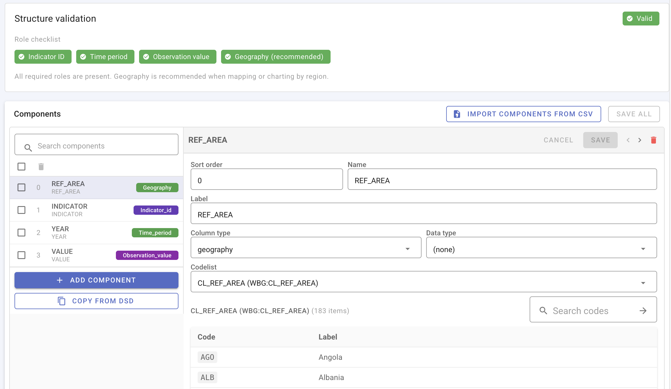 Data structure editor — components