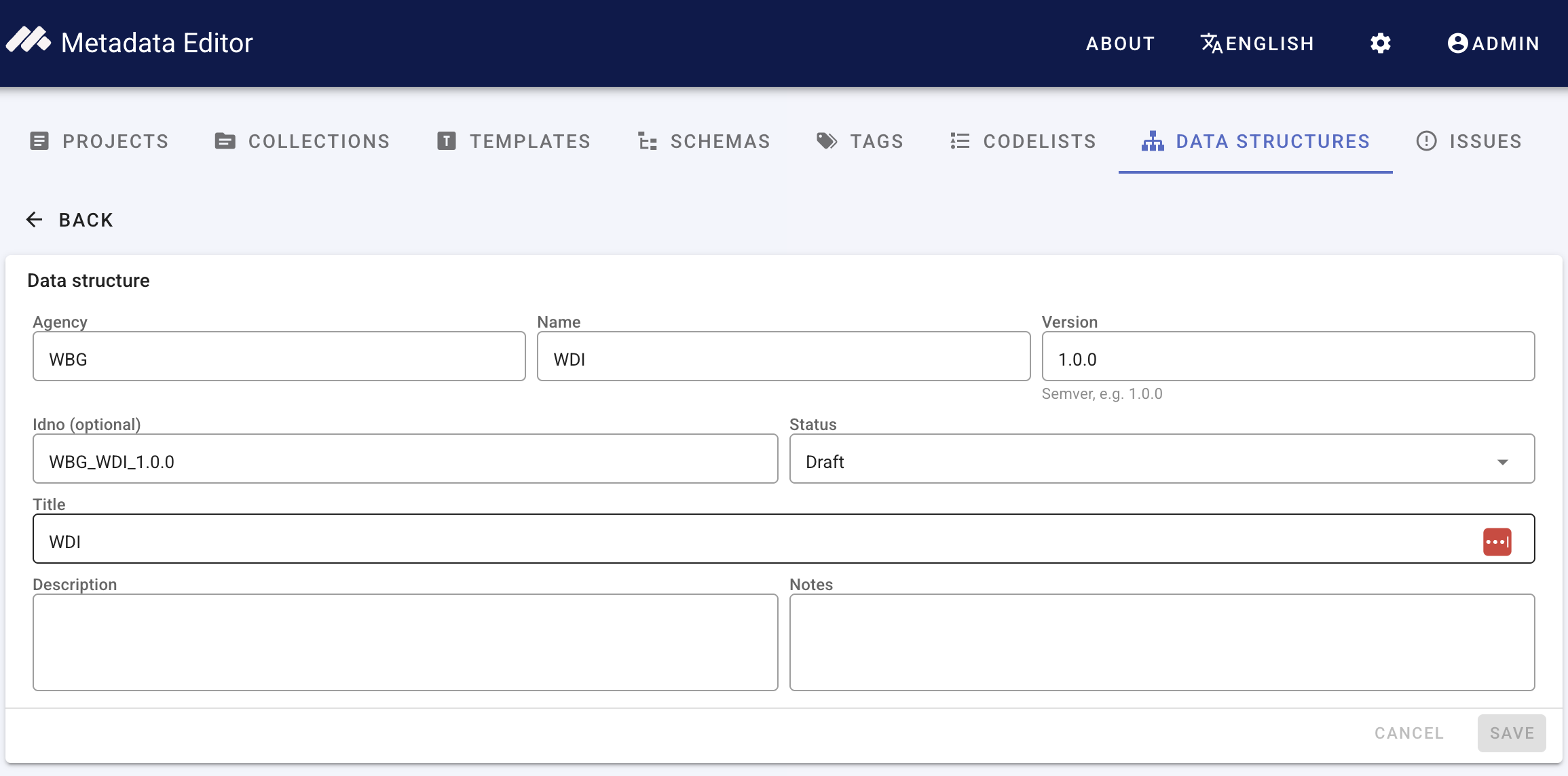 New data structure form