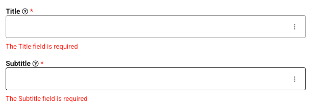 Per-field validation errors on Title and Subtitle